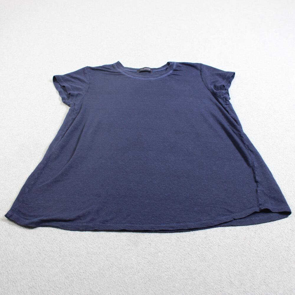 Cut Loose Shirt Women Large Blue Short Sleeve Jersey Lagenlook Boho Made USA